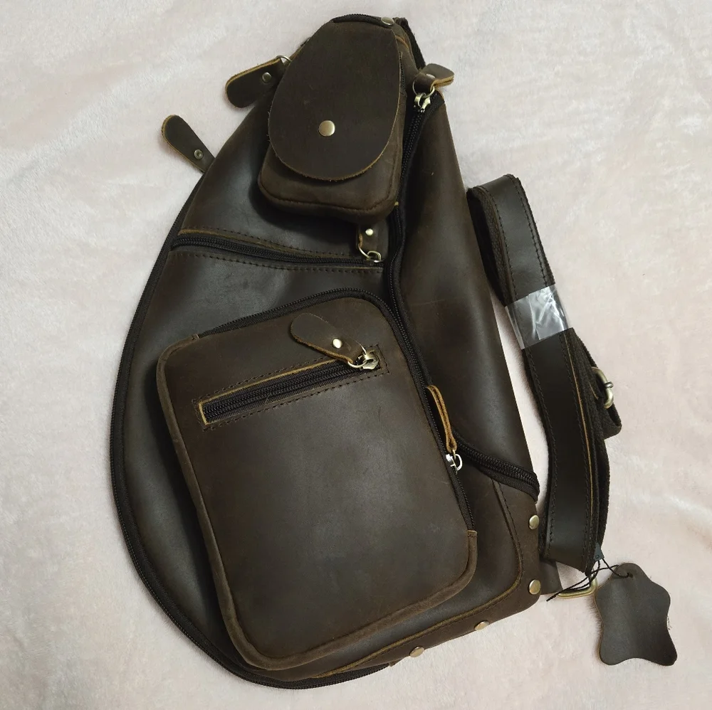 Leathario Leather Sling Brown Bag